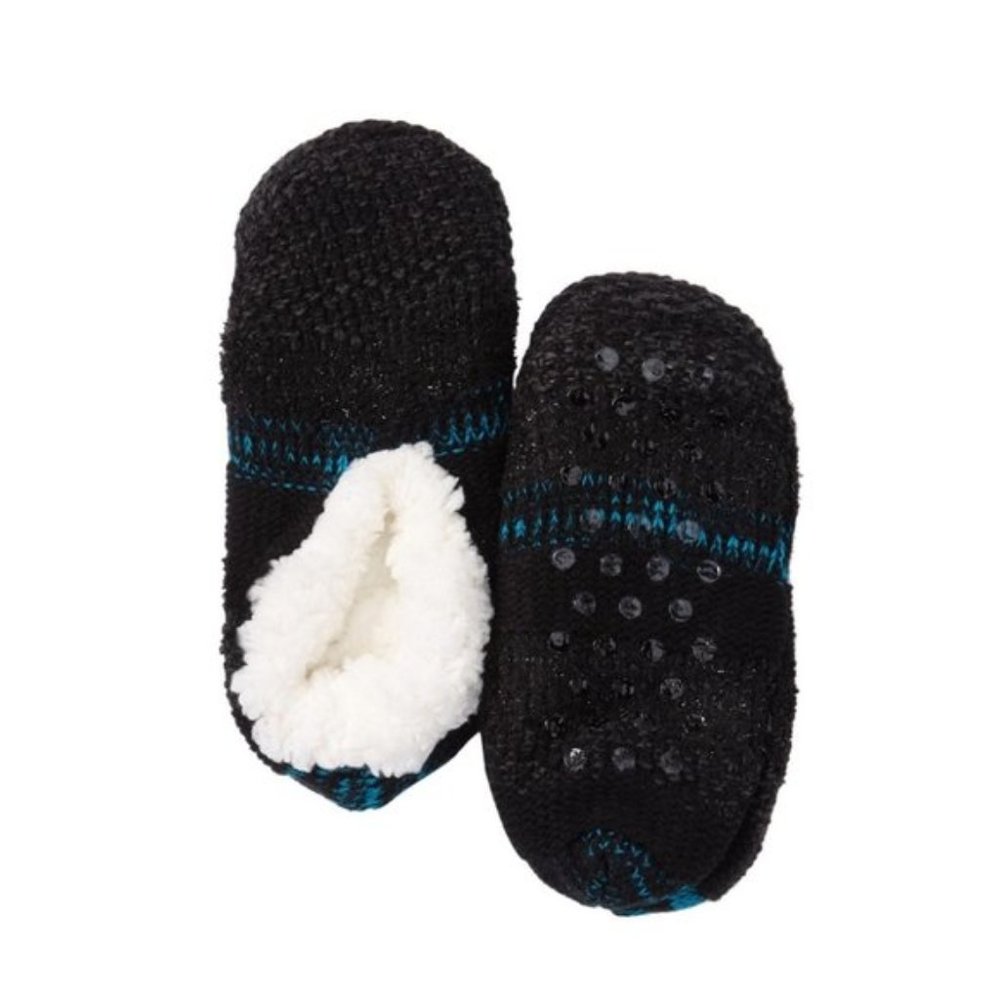 Steve Madden Mixed Media Lurex Cozy Knit Faux Sherpa Lounge Slipper Socks